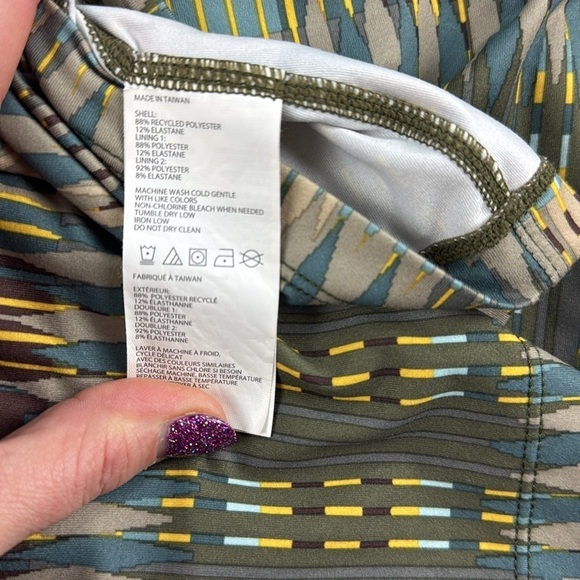 Prana Dress Racerback Green Yellow Blue Built in Bra Women's Size L - Picture 6 of 7